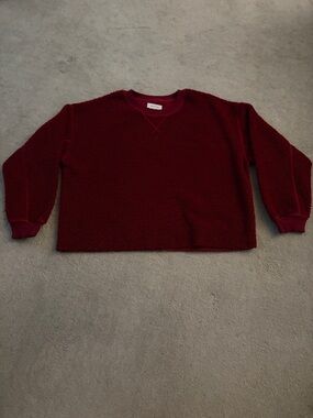 American Eagle Outfitters Burgundy Sherpa Crewneck Sweater